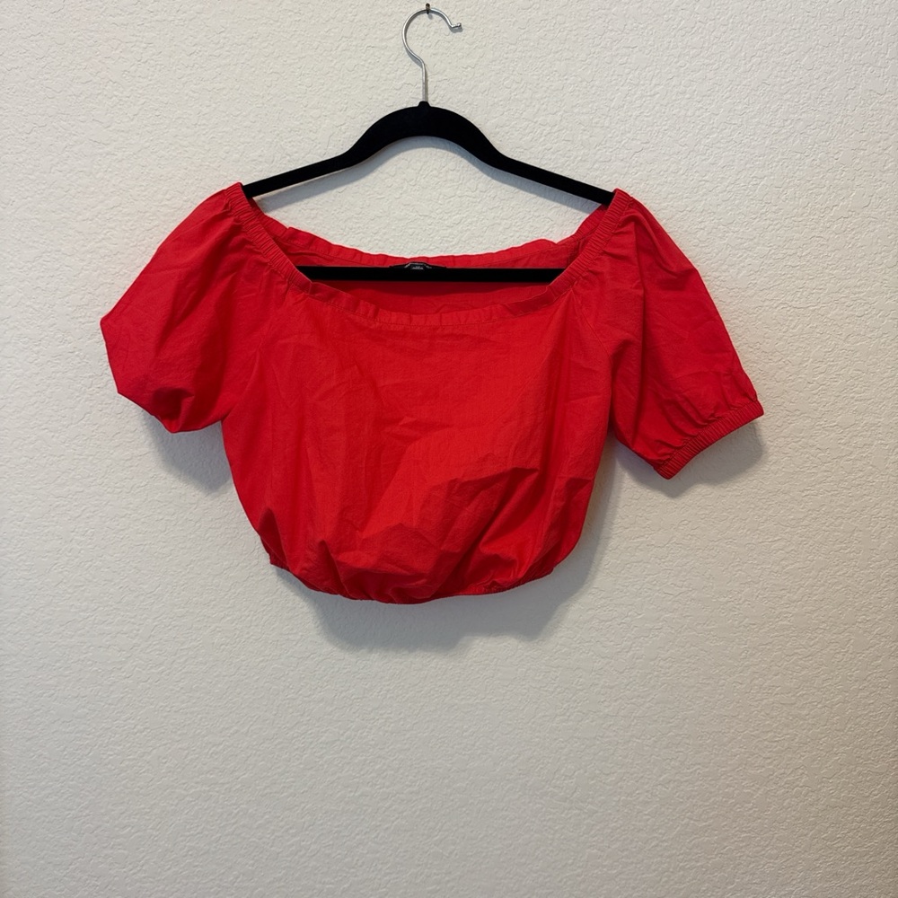 Madewell Bright Red Off-Shoulder Blouse